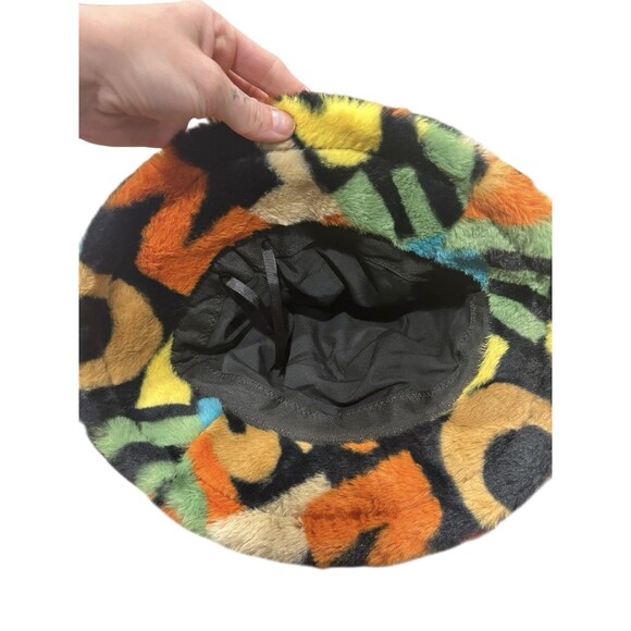 Vintage lined Colorful Rainbow Round Bucket Hat Fuzzy Unisex - Picture 3 of 5